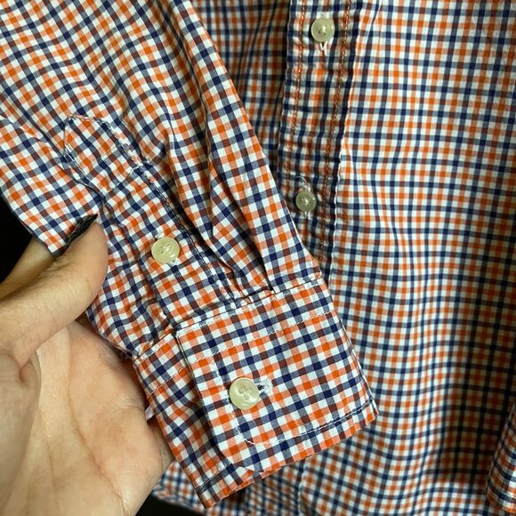 Ralph Lauren Boys Button-Down Shirt - Size 5 - Orange & Navy Gingham Check - Picture 4 of 6